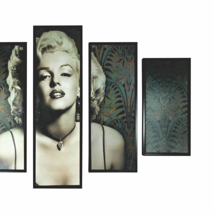 5 Piece Wooden WallDecor with Marilyn Monroe Portrait,Black and White