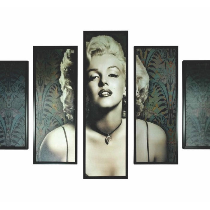 5 Piece Wooden WallDecor with Marilyn Monroe Portrait,Black and White