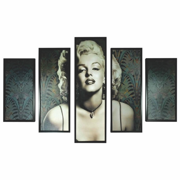 5 Piece Wooden WallDecor with Marilyn Monroe Portrait,Black and White