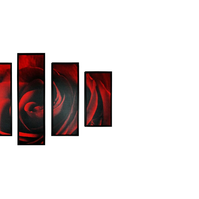 5 Piece Wooden WallDecor with Rose Petal Imprint, Red and Black