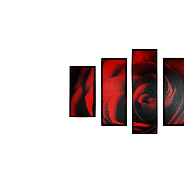 5 Piece Wooden WallDecor with Rose Petal Imprint, Red and Black