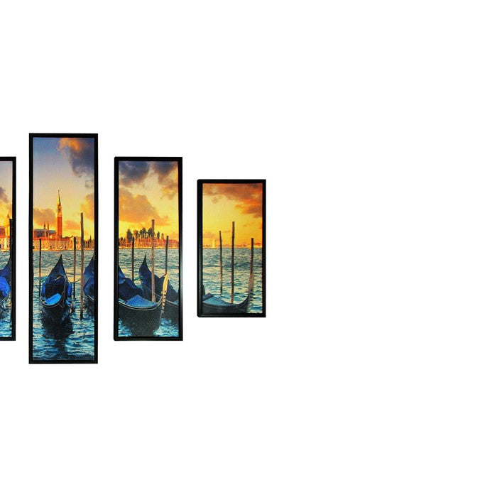 5 Piece Wooden WallDecor with Venice City Coast Painting, Multicolor