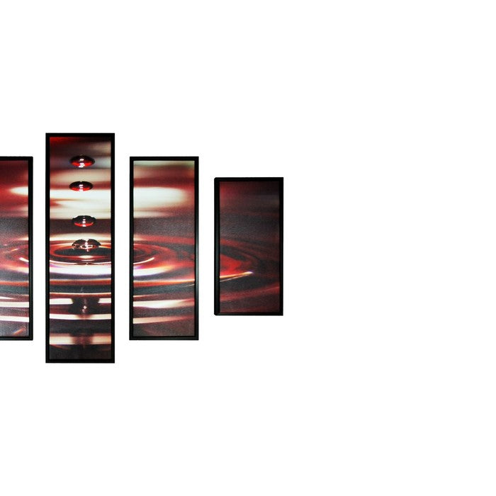 5 Piece Wooden WallDecor with Water Drop Print, Red and Black