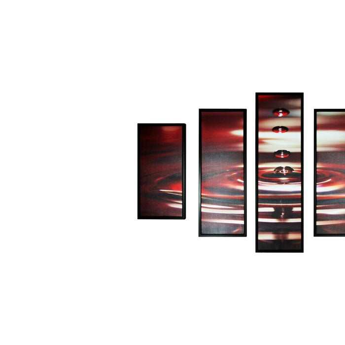 5 Piece Wooden WallDecor with Water Drop Print, Red and Black