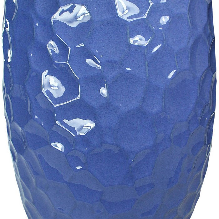 decorative Ceramic Garden Stool with Honeycomb Designs, Blue