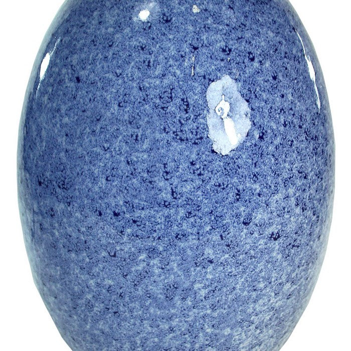 decorative Oval Shaped Glazed Pot with Distressed Details, Blue