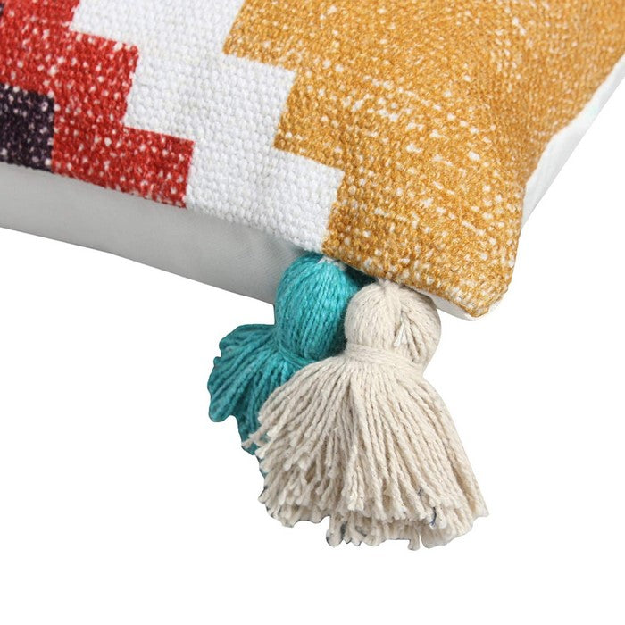 18 x 18 Cotton Hand Woven Dhurri Pillow with Kilim Print, Multicolor