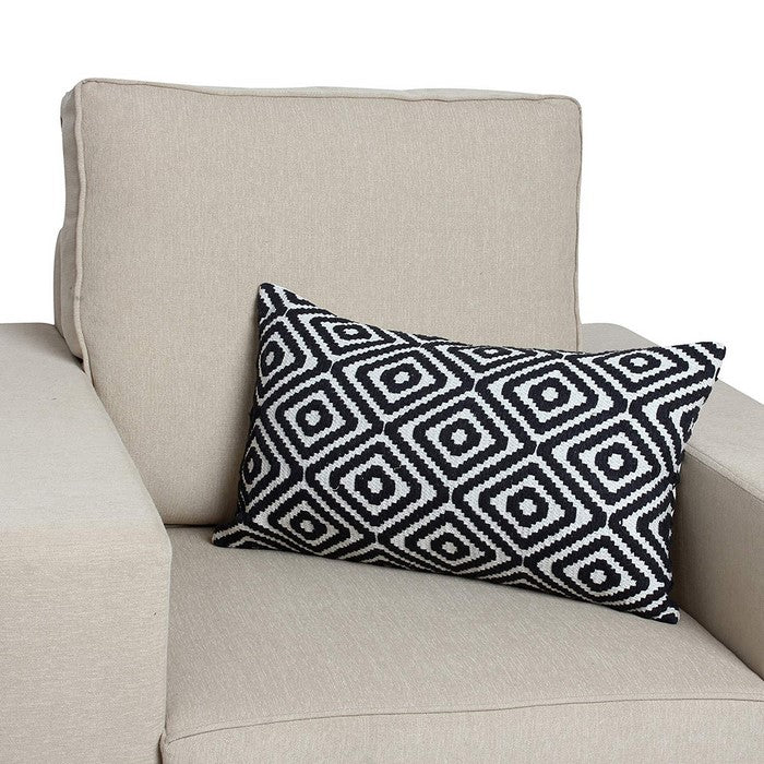 12 x 20 Cotton Hand Woven Dhurri Pillow with Diamond Pattern, Black and White