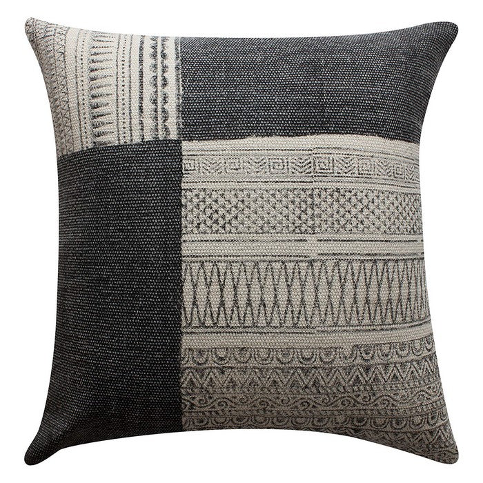 24 x 24 Cotton Hand Woven Zippered Pillow with Kilim Printed Details, Multicolor