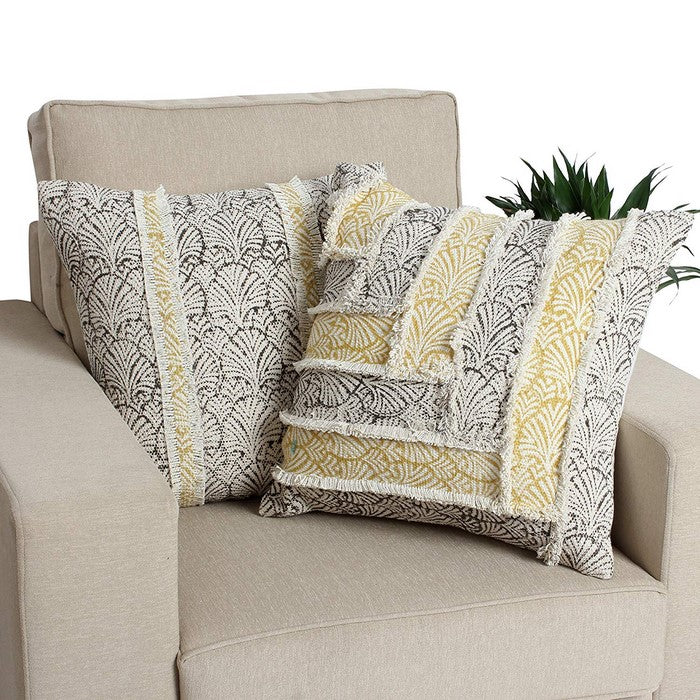 18 x 18 Cotton Hand Woven Pillows with Patch Work Details, Set of 2, Multicolor