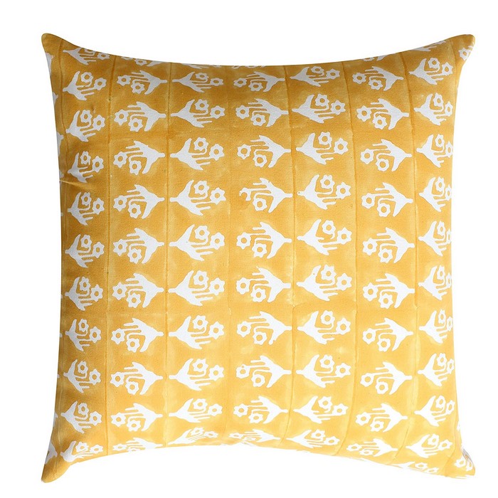 18 x 18 Hand Block Printed Cotton Pillow with Geometric Details, Set of 5, Multicolor