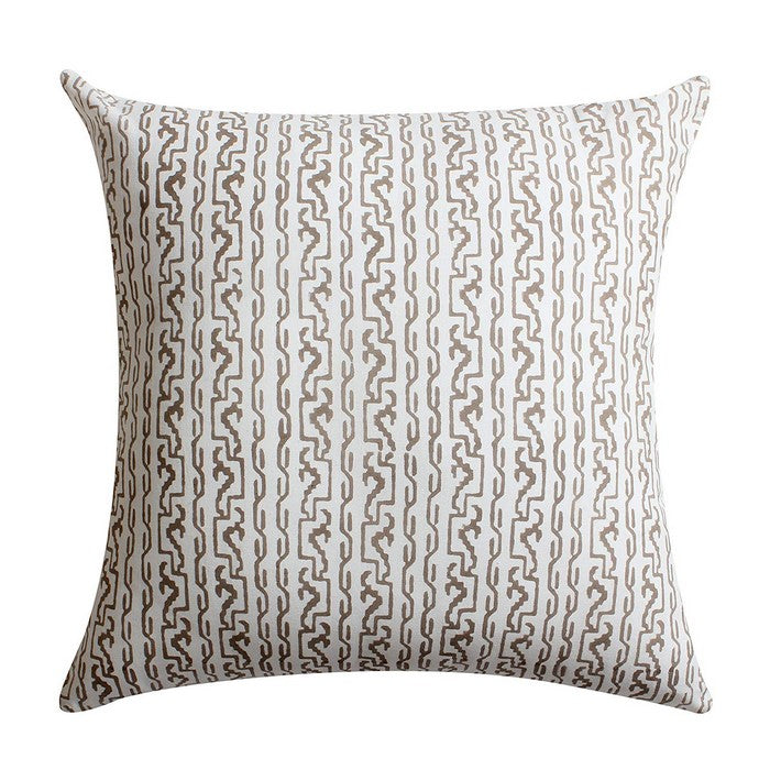 18 x 18 Block Printed Cotton Pillow with Geometric Details, Set of 4, Gray and White