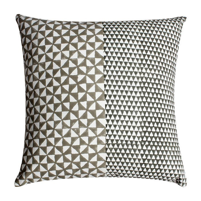 18 x 18 Block Printed Cotton Pillow with Geometric Details, Set of 4, Multicolor