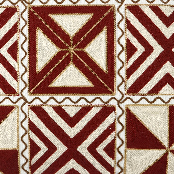 Mid Century Modern Style Pillow with Geometric Pattern, Red and Gold