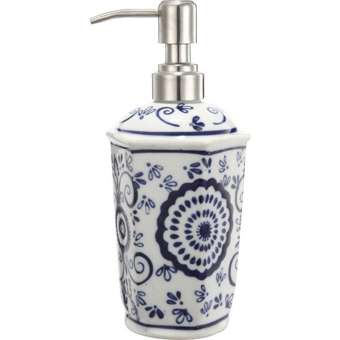 Elegantly Crafted Bath Accessories, Set of 4, Blue and White