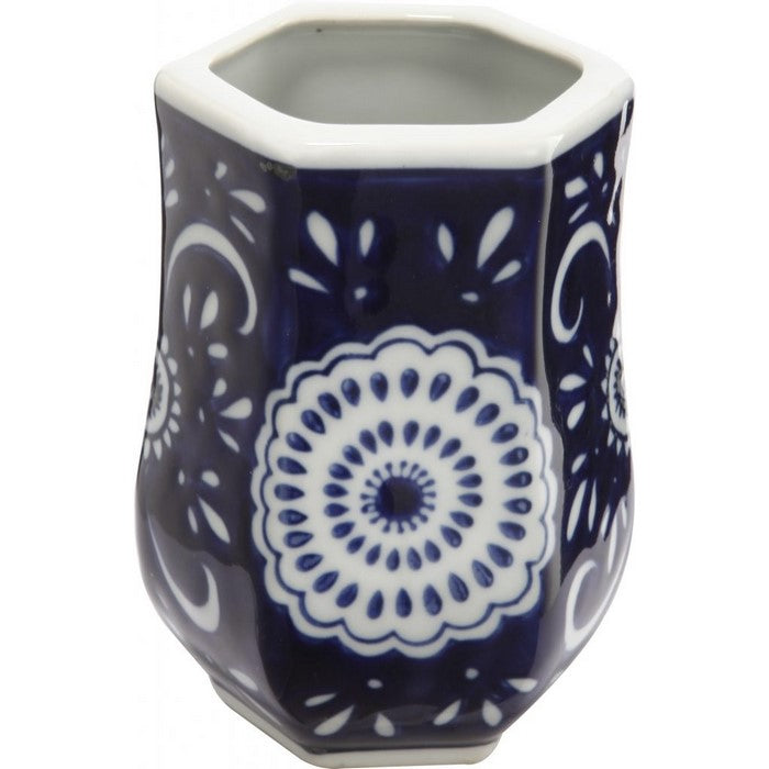 Elegantly Crafted Bath Accessories, Set of 4, Blue and White
