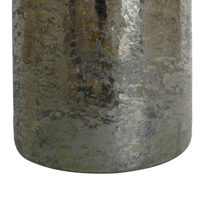 Traditional Style Jar Shaped Glass Candleholder, Gray
