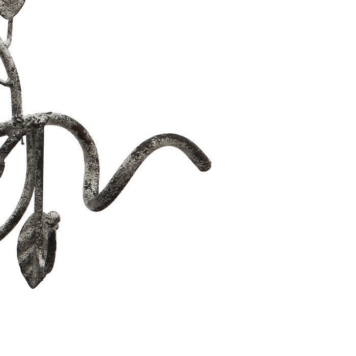Branch Shaped Wall Hook with Leaves Accent, Gray