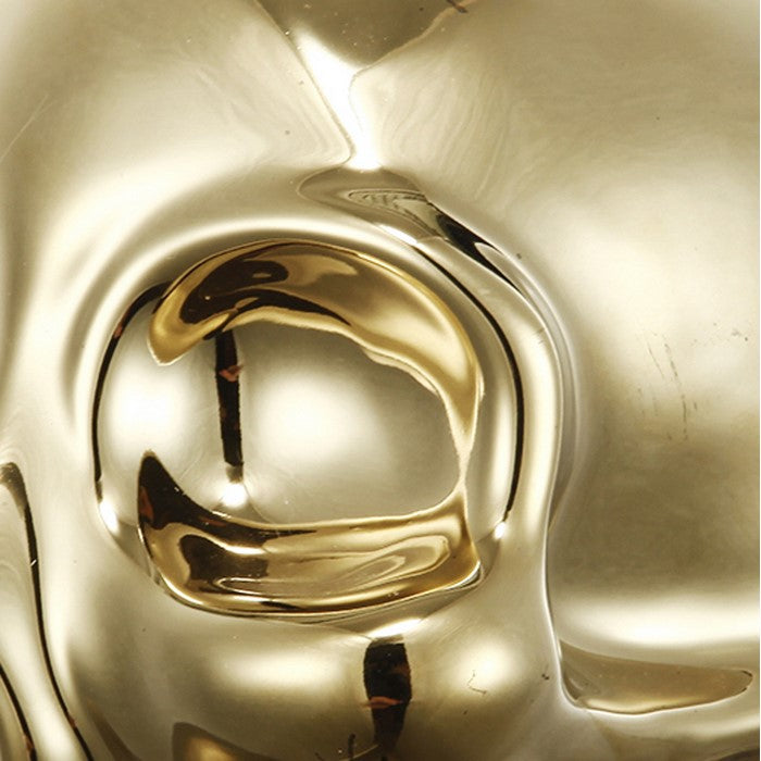 decorative Ceramic Human Skull Accent for Table Top, Gold