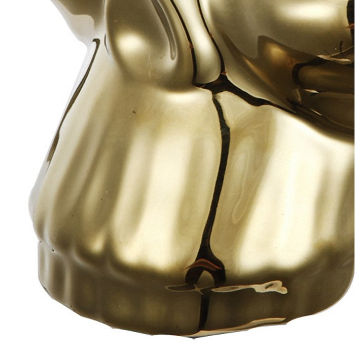 decorative Ceramic Human Skull Accent for Table Top, Gold
