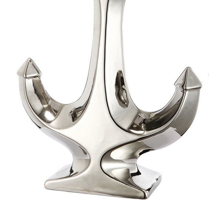 Nautical Ceramic Ship AnchorDecor, Set of 2, Gold and Silver