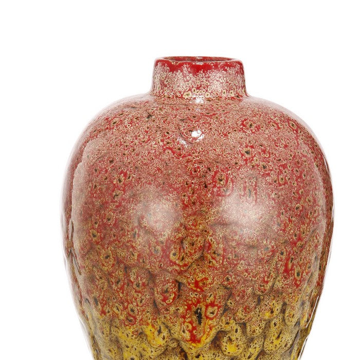 Distressed Urn ShapeDecorative Vase with Dripping Design, Multicolor