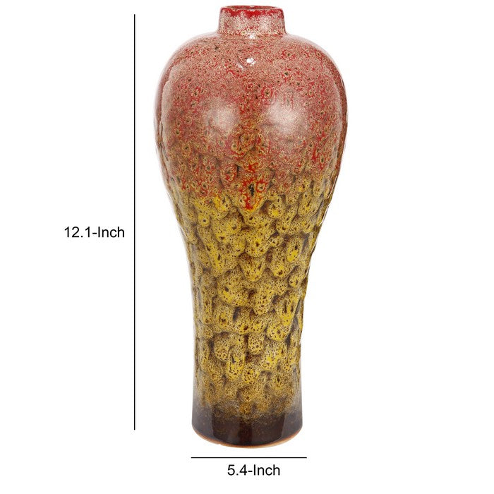 Distressed Urn ShapeDecorative Vase with Dripping Design, Multicolor