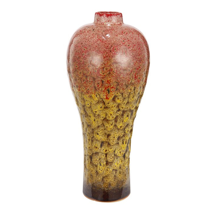 Distressed Urn ShapeDecorative Vase with Dripping Design, Multicolor