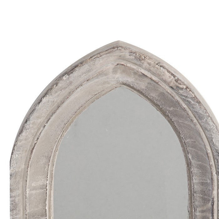 Cement ProtectedDecorative Wall Mirror, Washed White
