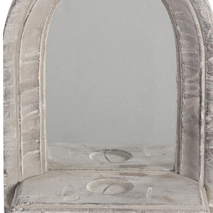 Cement ProtectedDecorative Wall Mirror, Washed White