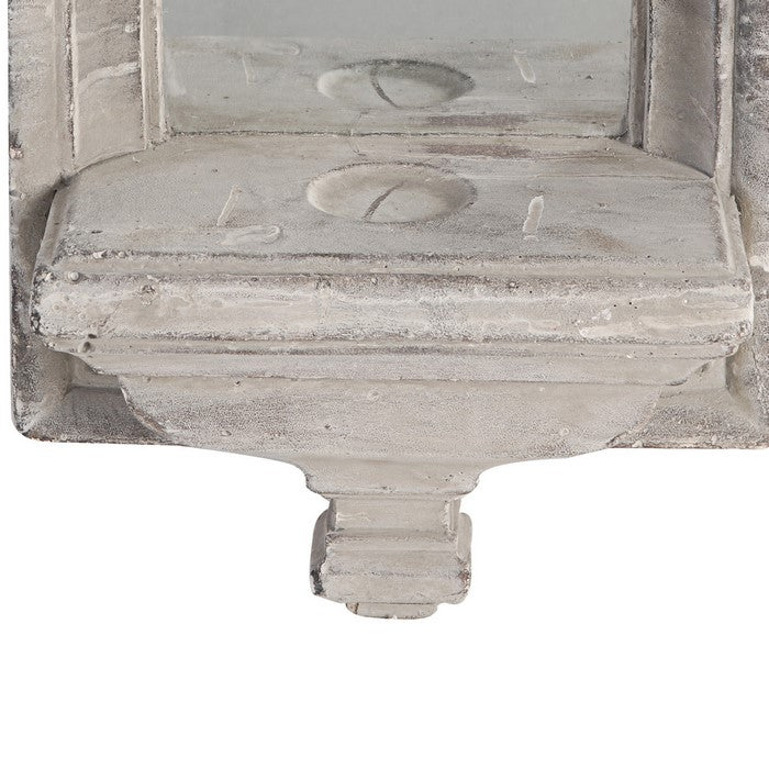 Cement ProtectedDecorative Wall Mirror, Washed White