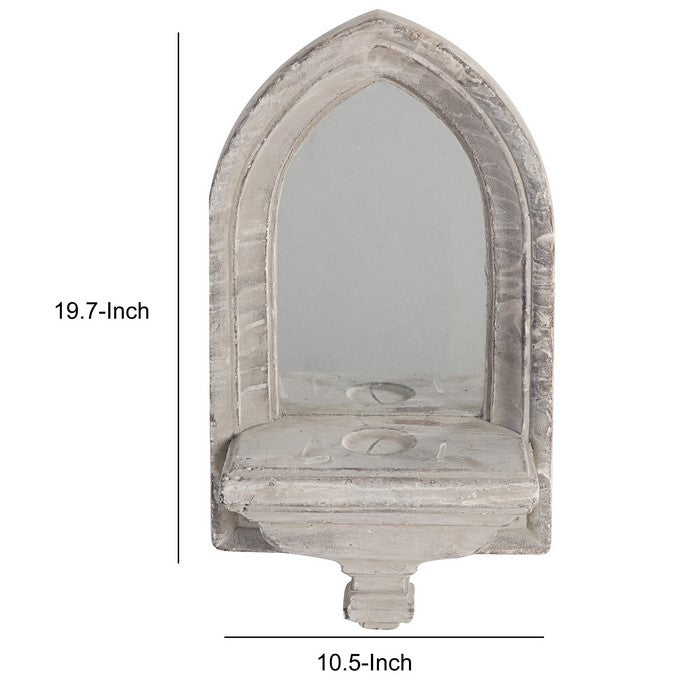 Cement ProtectedDecorative Wall Mirror, Washed White