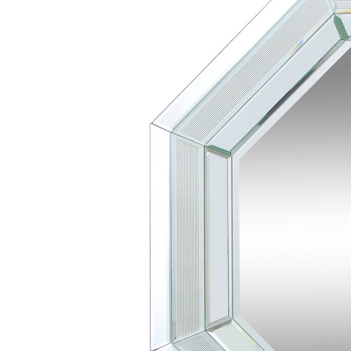 Octagonal Shaped Wall Mirror with Wooden Backing, Clear