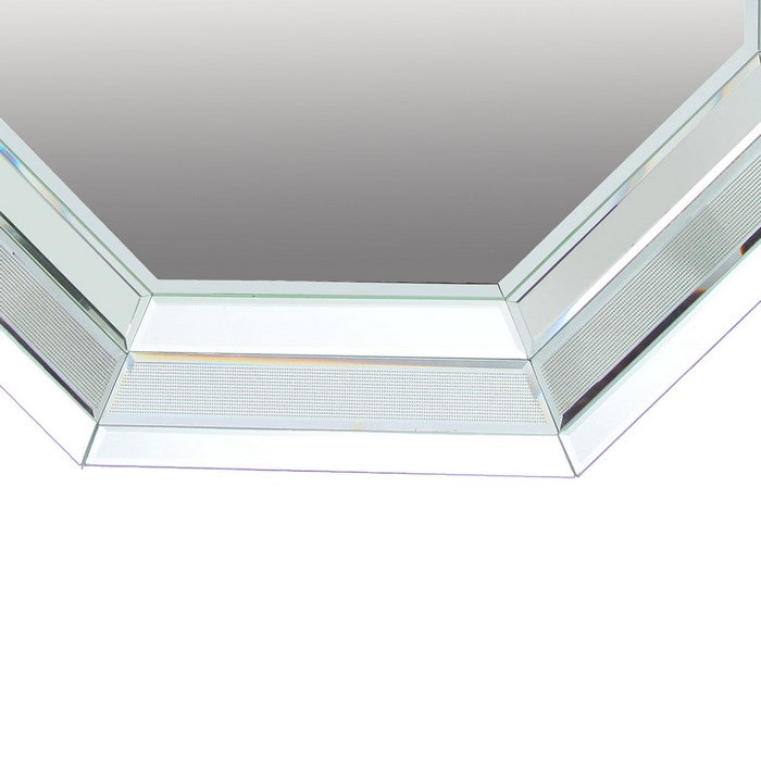 Octagonal Shaped Wall Mirror with Wooden Backing, Clear