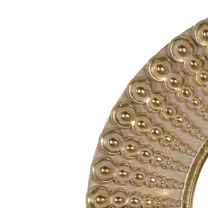 Polyresin Round Wall Mirror with Ornamental Embellishments, Gold
