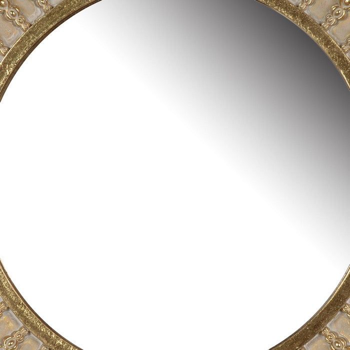 Polyresin Round Wall Mirror with Ornamental Embellishments, Gold
