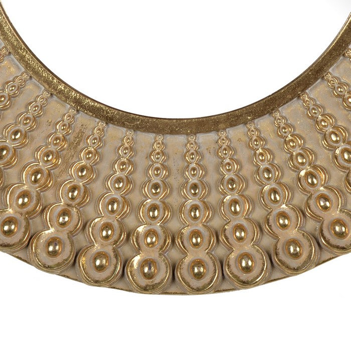 Polyresin Round Wall Mirror with Ornamental Embellishments, Gold