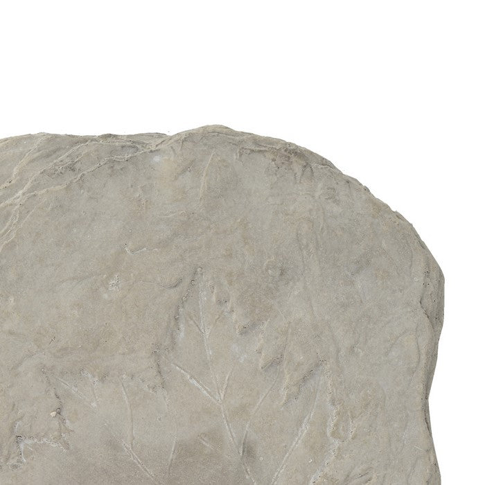 Concrete Fossil Accent Stone with Maple Leaf Imprint, White