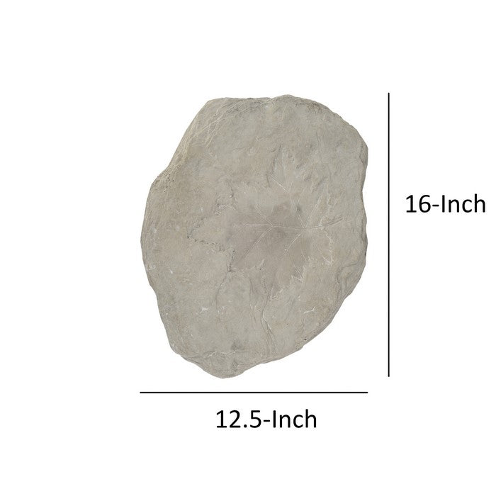 Concrete Fossil Accent Stone with Maple Leaf Imprint, White