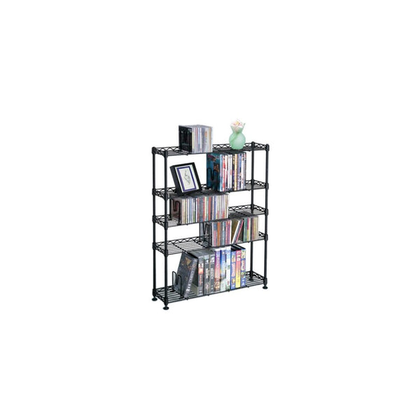 Maxsteel 5 Tier Steel Wire Shelving for 275 CD/152 DVD/BluRay/Games Media Black