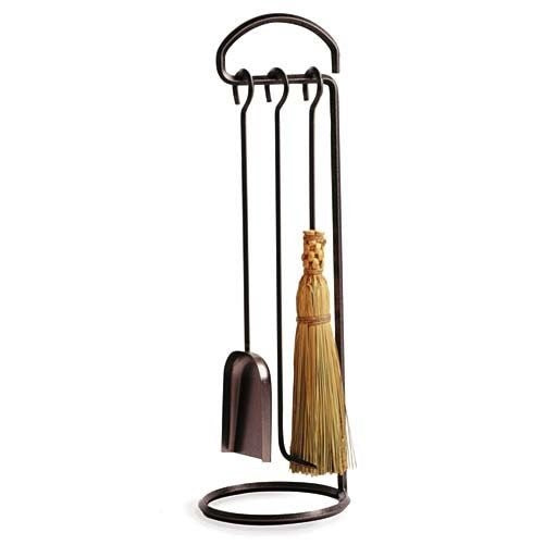 Enclume 3 Piece Fireplace Tool Set with Stand, Hammered Steel