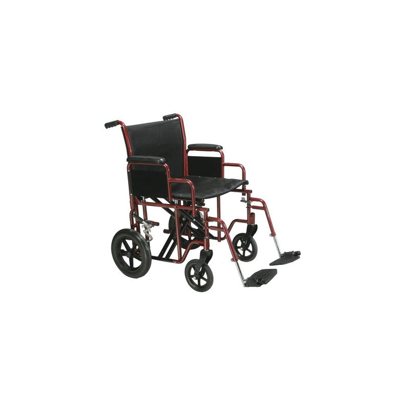 Drive Medical TR22-R Heavy Duty Transport Chair, 22 Inch, Red/Black