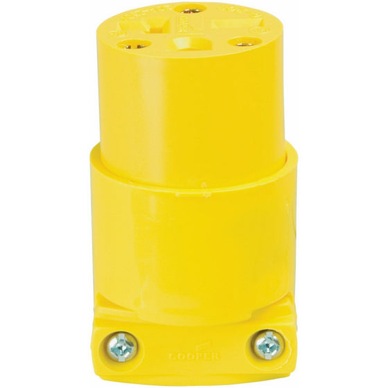 Eaton 4229-BOX Commercial Grade Thermoplastic Vinyl Straight Connector with 20-Amp, 250-Volt, 6-20-NEMA Rating, Yellow
