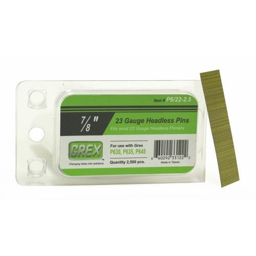 GREX P6/22-2.5 23 Gauge 7/8-Inch Length Headless Pins (2,500 per box)