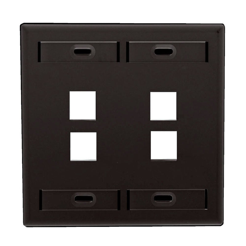 Leviton 42080-4EP 4-Port Dual Gang QuickPort Wallplate with ID Windows, Black