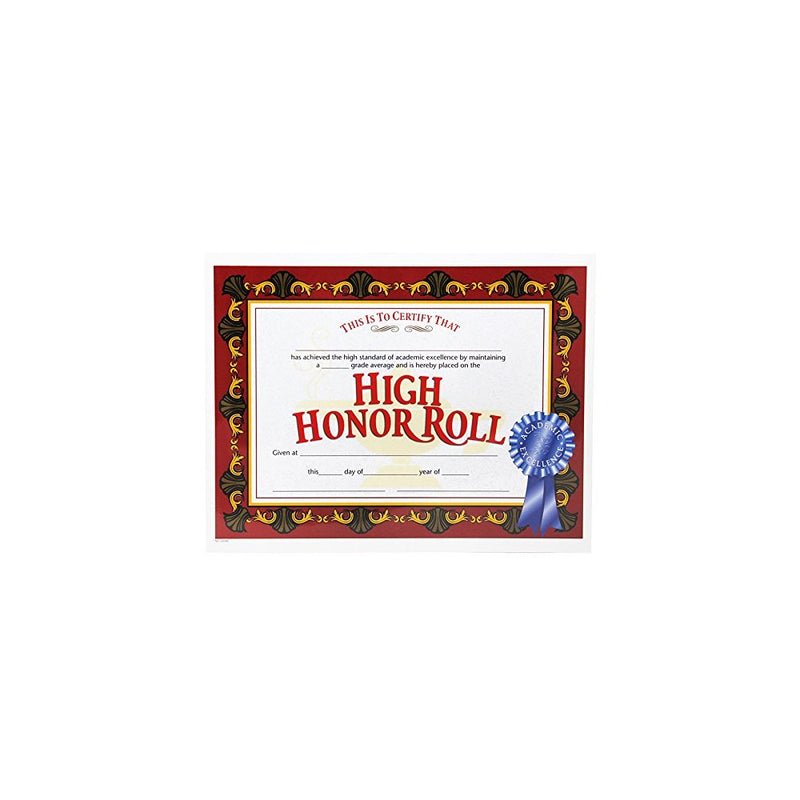 High Honor Roll Certificates (Set of 30)