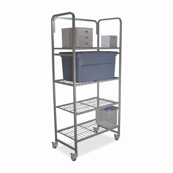 Buddy Products Four Shelf Metal Mobile Storage Rack, 20 x 75.75 x 35 Inches, Silver (5418-3)