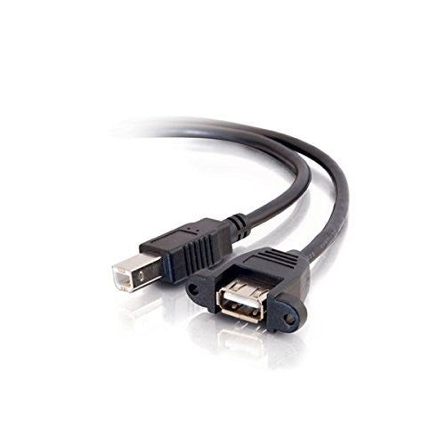 C2G 28067 Panel-Mount USB 2.0 A Female to B Male Cable, Black (1.5 Feet, 0.45 Meters)