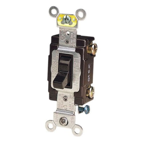 Leviton CS120-2 20-Amp, 120/277-Volt, Toggle Single-Pole AC Quiet Switch, Commercial Grade, Grounding, Brown