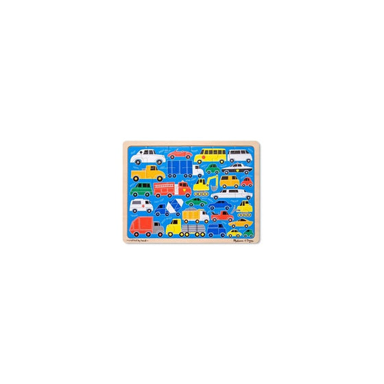 Melissa & Doug Beep Beep Cars and Trucks Wooden Jigsaw Puzzle With Storage Tray (24 pcs)